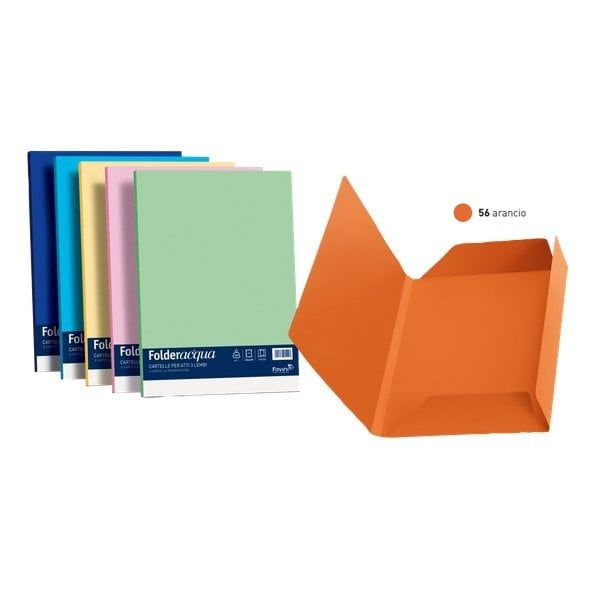 Cartelline in cartoncino 3 lembi Luce&Acqua Favini - 24,5x34,5 cm - Arancio (conf.25)-0 - Loveoffice