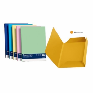 Cartelline in cartoncino 3 lembi Luce&Acqua Favini - 24,5x34,5 cm - Giallo Oro (conf.25)-0
