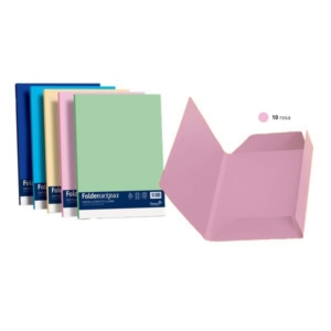 Cartelline in cartoncino 3 lembi Luce&Acqua Favini - 24,5x34,5 cm - Rosa (conf.25)-0