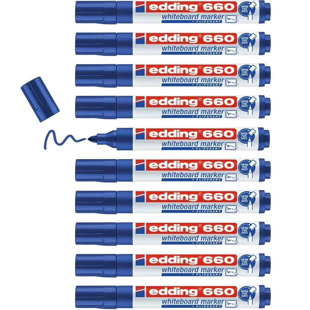Pennarelli per lavagne Bianche Edding 660 - Blu - 1,5-3 mm (conf.10)-0 - Loveoffice