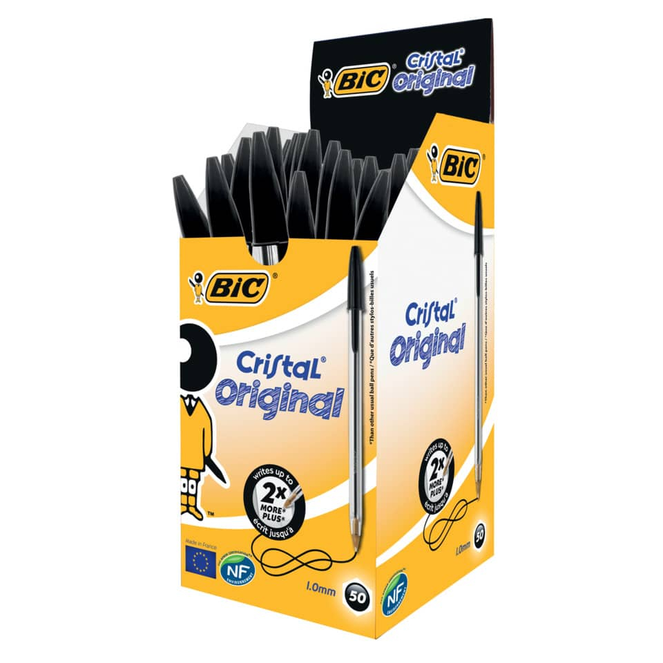 Penne a sfera Cristal® Bic - Medium Classic - Nero - 1 mm - cappuccio (conf.50)-110597 - Loveoffice