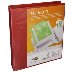 Raccoglitore ad anelli personalizzabile A4 - Sei Rota Stelvio TI - anelli a D - Dorso 7,5 cm - Rosso-0