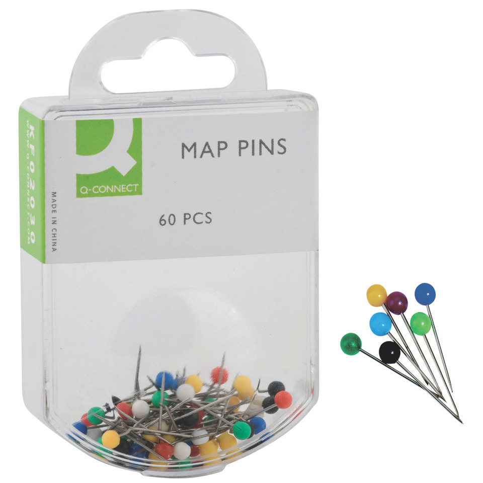 Spilli segna mappe cartografici Q-Connect - colori assortiti - 15 mm (conf.60)-0 - Loveoffice