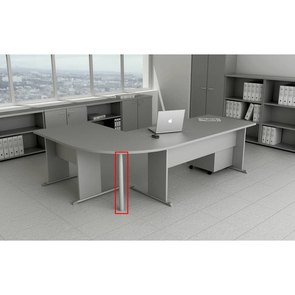 Supporto metallico per raccordo angolare scrivania Artexport Presto ø6 cm - H. 69,5 cm - Grigio alluminio-110557 - Loveoffice
