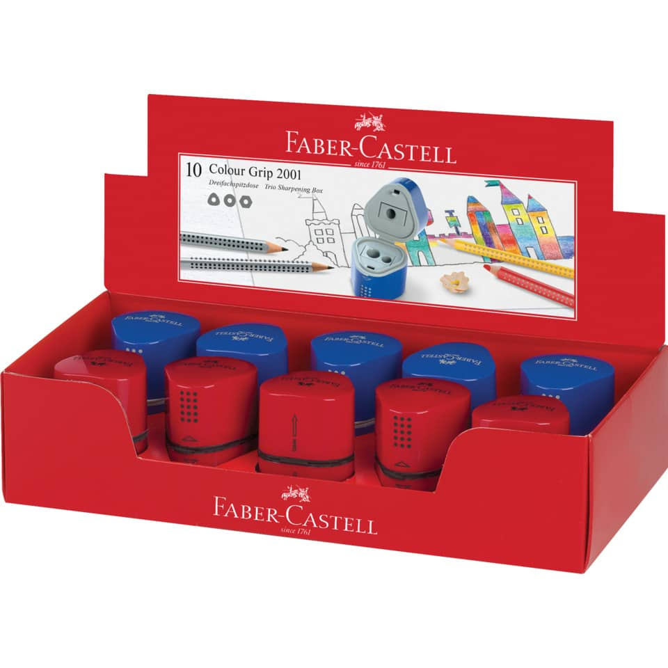 Temperamatite Grip 2001 Faber Castell - 3 fori - Assortito Rosso/blu-185975 - Loveoffice