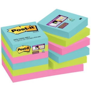 Foglietti Post-it® Super Sticky Miami - Assortito a tema Miami - 47,6x47,6 mm (conf.12 blocchetti)-0