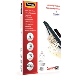 Pouches A5 per plastificatrici Fellowes - 125 µm per lato - lucida (conf.100)-0
