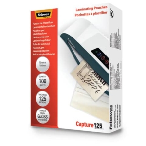 Pouches piccoli formati Fellowes - 9,5x10,5 cm - finitura lucida - 125 µm (conf.100)-0