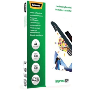 Pouches A4 per plastificatrici Fellowes - 100 µm per lato - lucida - (conf.100)-0