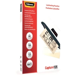 Pouches A4 per plastificatrici Fellowes - 125 µm per lato - lucida (conf.100)-0