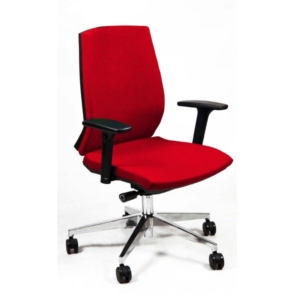 Sedia ufficio girevole Unisit Giulia con base in alluminio - Braccioli opzionali - Rivestimento ignifugo Rosso-0