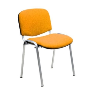 sedia attesa in polipropilene di colore arancio con gambe cromate