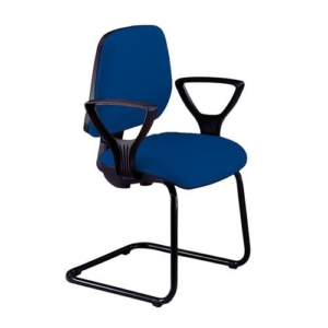 Sedia a slitta Blu per visitatore Unisit Cigno - tessuto ignifugo - braccioli opzionali-0