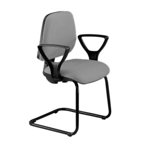 Sedia a slitta Grigio Antracite per visitatore Unisit Cigno - tessuto ignifugo - braccioli opzionali-0