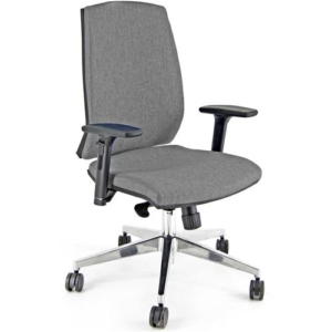 Sedia ufficio girevole Unisit Giulia con base in alluminio - Braccioli opzionali - Rivestimento pelle Grigio-0