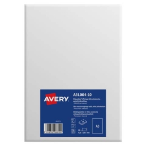 Etichette A3 Bianche opaco in teslin Avery - da -40ºC a +150ºC - 297x420 mm - A3L004-10 (10 etichette)-0