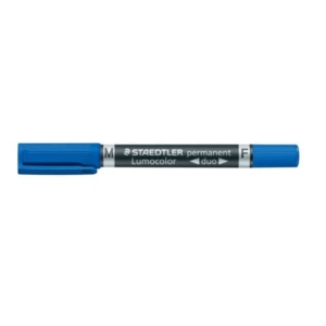 Pennarello doppia punta indelebile Blu Staedtler Lumocolor® permanent duo - 0,6-1,5 mm-0