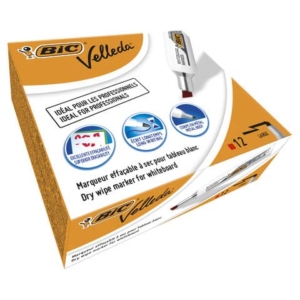 Pennarelli per lavagne Bianche Bic Velleda 1781 - Rossi - scalpello - 3,2-5,5 mm (conf.12)-0