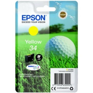 Originale Epson Ink-jet C13T34644010 Cartuccia Pallina da golf Durabrite Ultra 34 - 4,2 ml Giallo -0