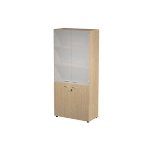 Armadio componibile Artexport 2898 - vetro e melaminico - L90 P45,8 H200 cm - Rovere-0