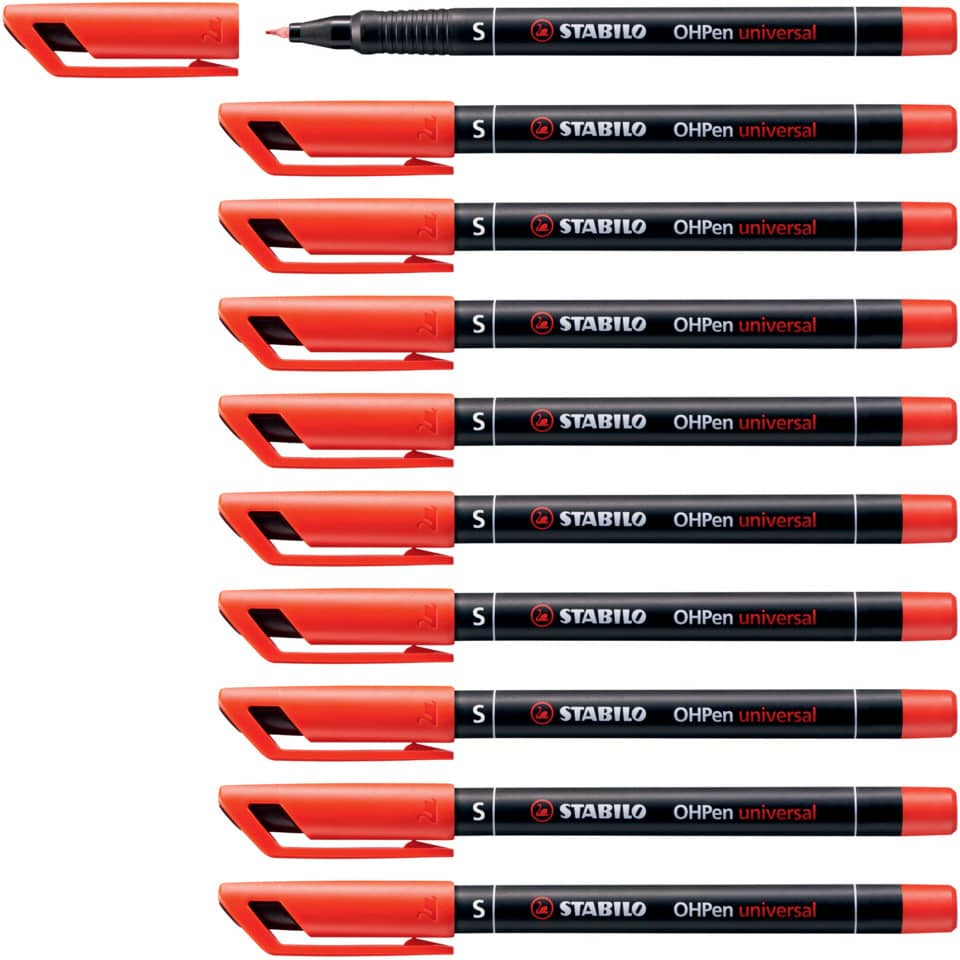 Stabilo Pennarelli indelebili Rossi - Stabilo OHPen Universal - superfine - 0,4 mm (conf.10)-0 - Loveoffice