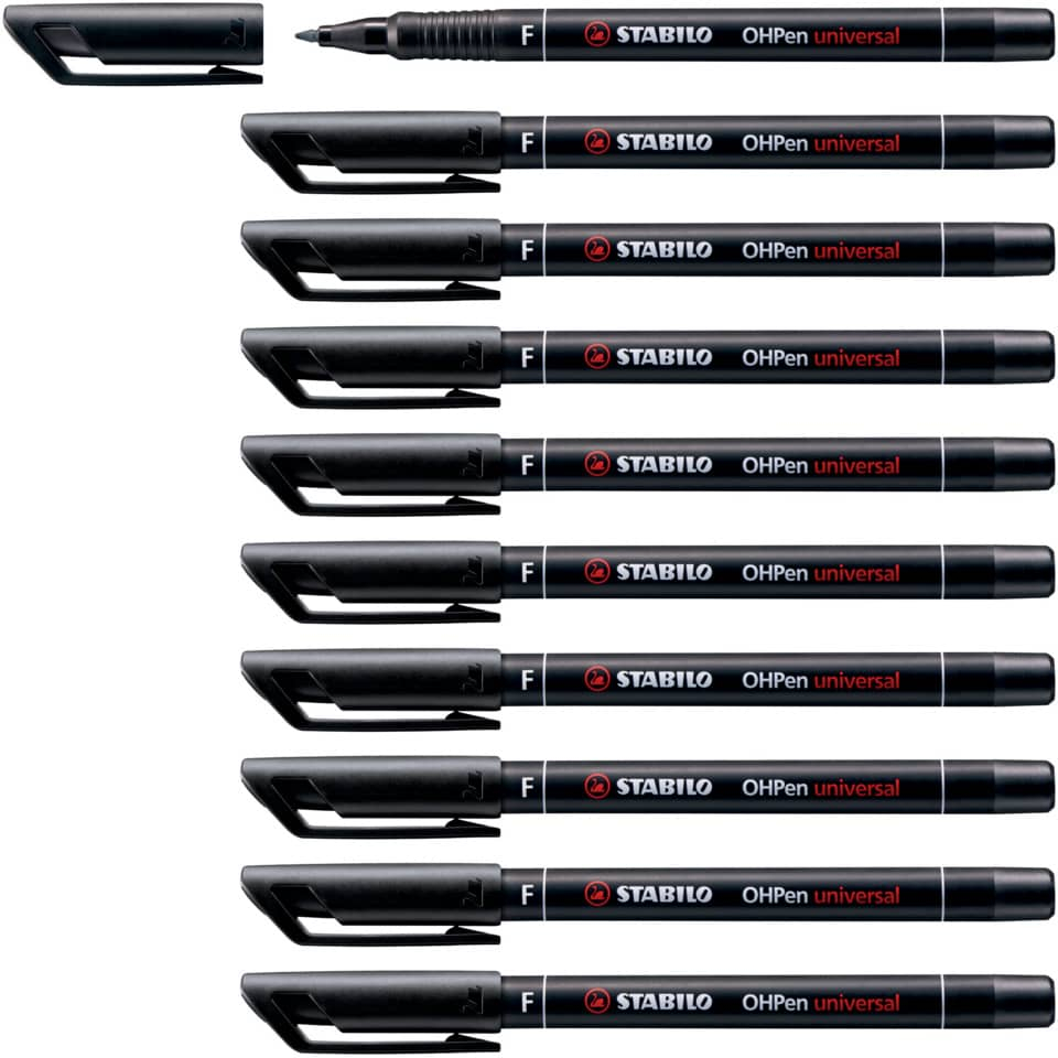 Stabilo Pennarelli indelebili Neri - Stabilo OHPen Universal - fine - 0,7 mm (conf.10)-0 - Loveoffice