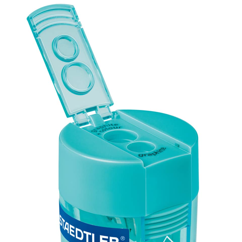 Temperamatite con contenitore Staedtler Noris a 2 fori 512 006 cyan Verde Tiffany-92980 - Loveoffice