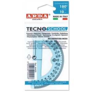 Goniometro ARDA Linea Tecnoschool polistirolo termoresistente Azzurro Trasparente 180° 10 cm - 404SS-0