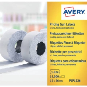 Rotoli etichette per prezzatrici permanenti AVERY 12 x 26mm P1 linea - LP1226 (conf.10 rotoli da 1500 etichette)-0