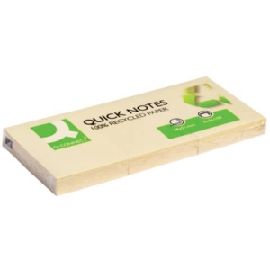 Foglietti riposizionabili Q-Connect 100% riciclato 65 g/m² Giallo 38x51 mm - KF22367 (12 blocchetti da 100 fogli)-0