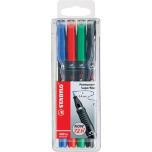 Penne Stabilo OHPen universal Superfine (S) 0,4 mm Assortito - 841/4 (astuccio da 4)-0