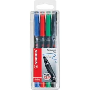 Penne Stabilo OHPen universal Fine (F) 0,7 mm Assortito - 842/4 (astuccio da 4)-0