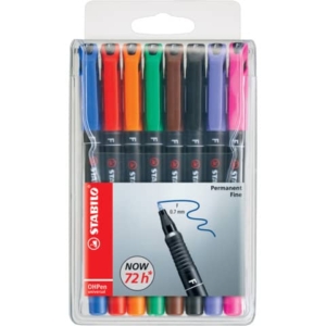 Penne Stabilo OHPen universal Fine (F) 0,7 mm Assortito - 842/8 (astuccio da 8)-0