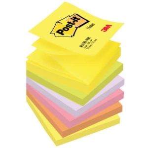 Ricariche foglietti Post-it® Super Sticky - Z-Notes - Neon - 76x76 mm (conf.6 blocchetti da 100 fogli Giallo neon, Verde neon, Viola neon, Arancio neon, Rosa neon)-0