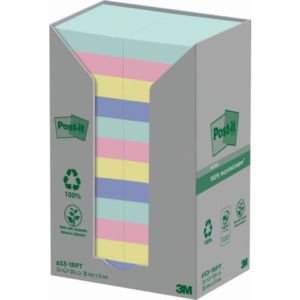Foglietti Post-it® Notes in carta riciclata Assortito pastello - 38x51 mm - 653-1RPT (conf.24 blocchetti da 100 ff)-0