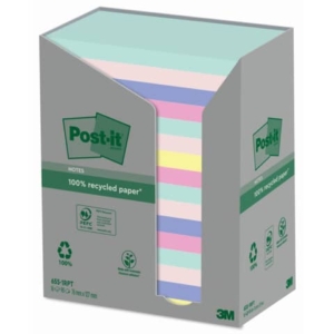 Foglietti Post-it® Notes in carta riciclata Assortito - 76x127 mm - 655-1RPT (conf.16 blocchetti da 100 ff)-0