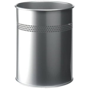 Cestino gettacarte DURABLE cilindrico con superficie perforata acciaio 15 litri - Argento metallizzato - 330023-0