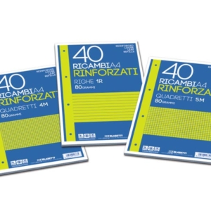 Fogli rinforzati a righe con margine Blasetti con 4 fori - A4 - rigatura B - 80 g/m² (conf.40)-0