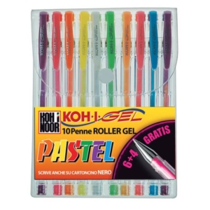 Penne gel KOH-I-NOOR 0,7 mm colori pastello Assortito - NAGP10P (conf.10)-0