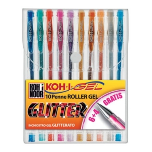 Penne gel KOH-I-NOOR Assortito 0,7 mm con brillantini - NAGP10S (conf.10)-0