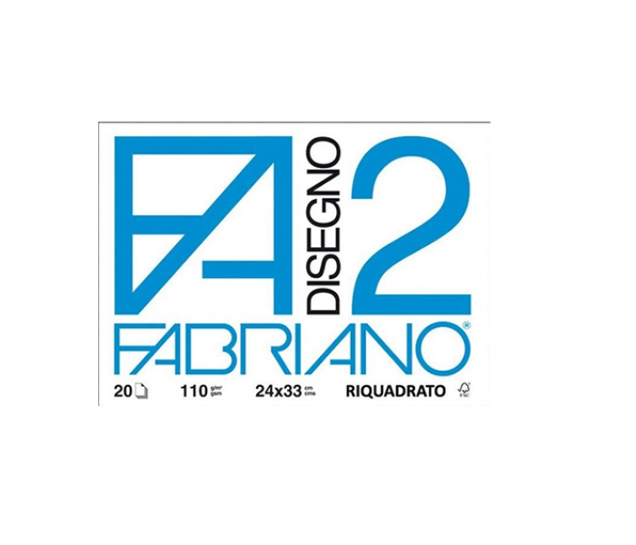 Album da disegno Fabriano F2 - Liscio riquadrato - a punti metallici 110 g/m² 20 24x33 cm-0 - Loveoffice
