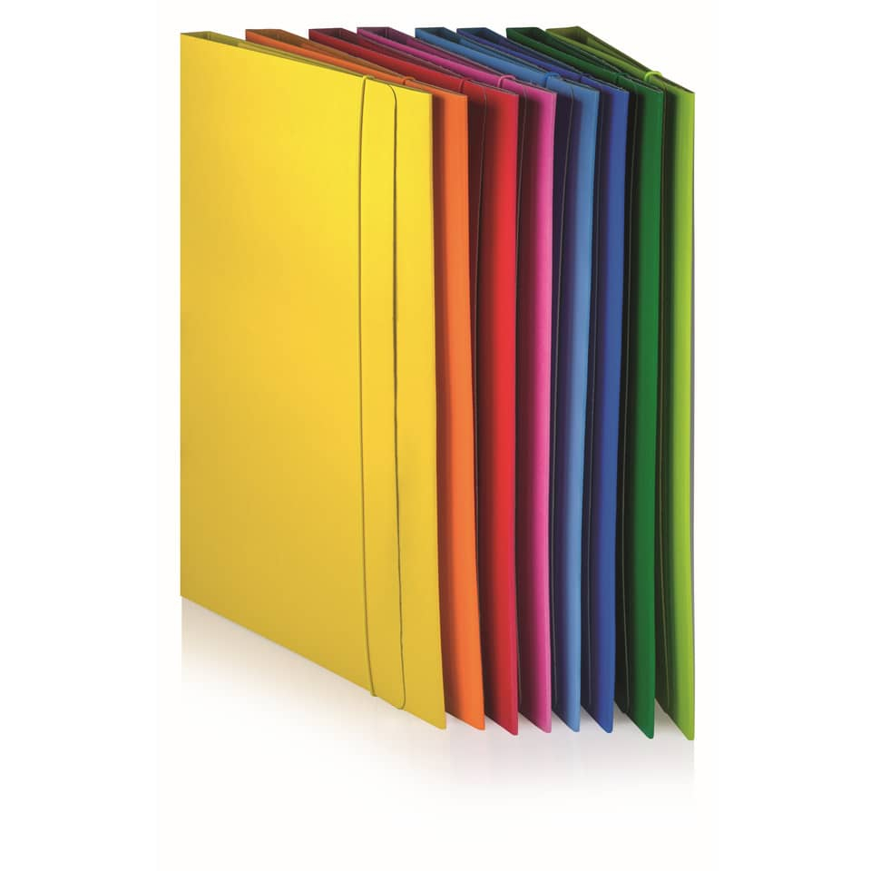 Cartelline con elastico tondo plastificata Brefiocart in presspan 25x35 cm - Giallo - 0208805.GI (conf.10)-110522 - Loveoffice