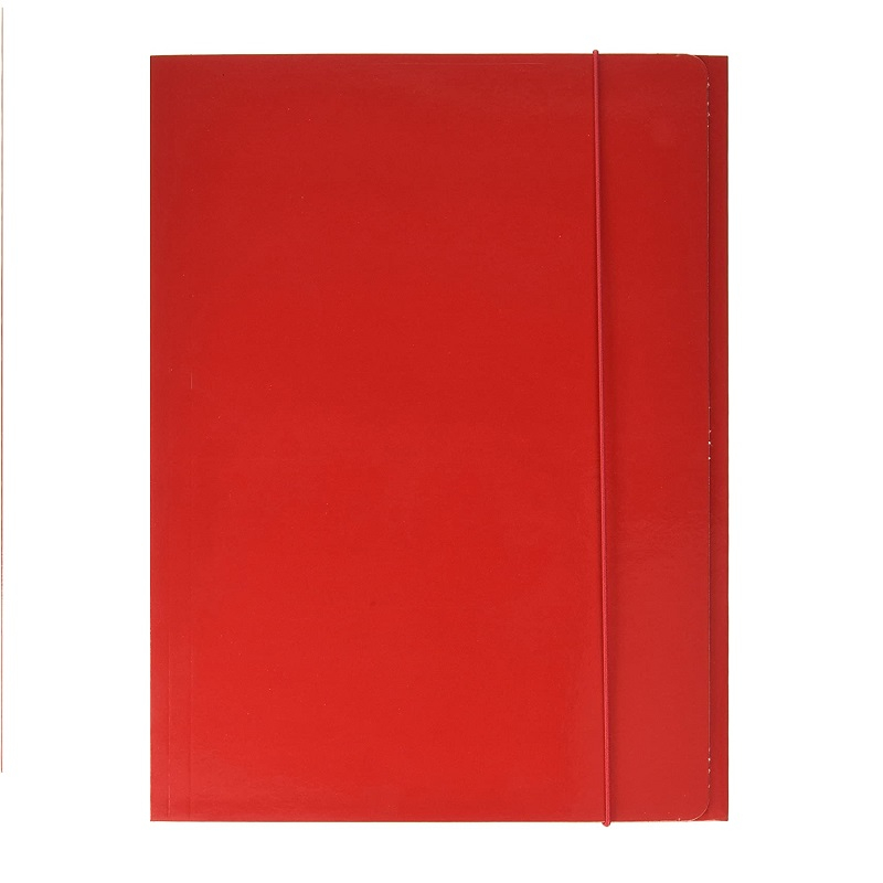 Cartelline con elastico tondo plastificata Brefiocart in presspan 25x35 cm - Rosso (conf.10)-0 - Loveoffice