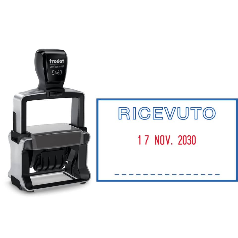 Timbro autoinchiostrante con testo RICEVUTO Trodat PROFESSIONAL 5460/L1 in acciaio 56x33 mm acciaio - 120416-0 - Loveoffice