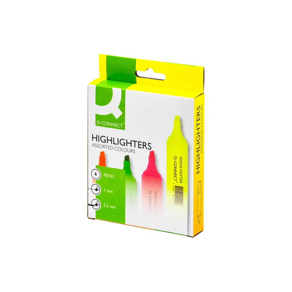 Evidenziatore Q-Connect 1,5-2 mm Assortito astuccio da 4 - KF01116-0 - Loveoffice