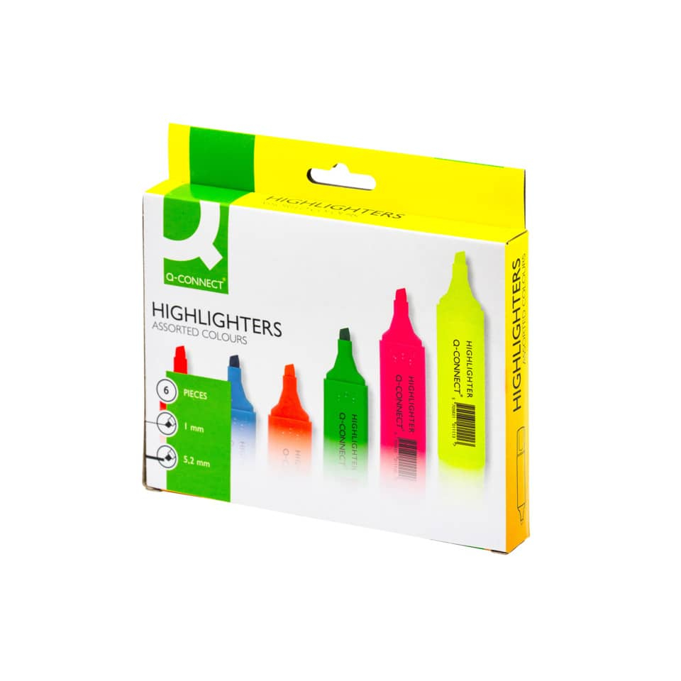 Evidenziatori Q-Connect 1,5-2 mm Assortito astuccio - KF01909 (conf.6)-0 - Loveoffice