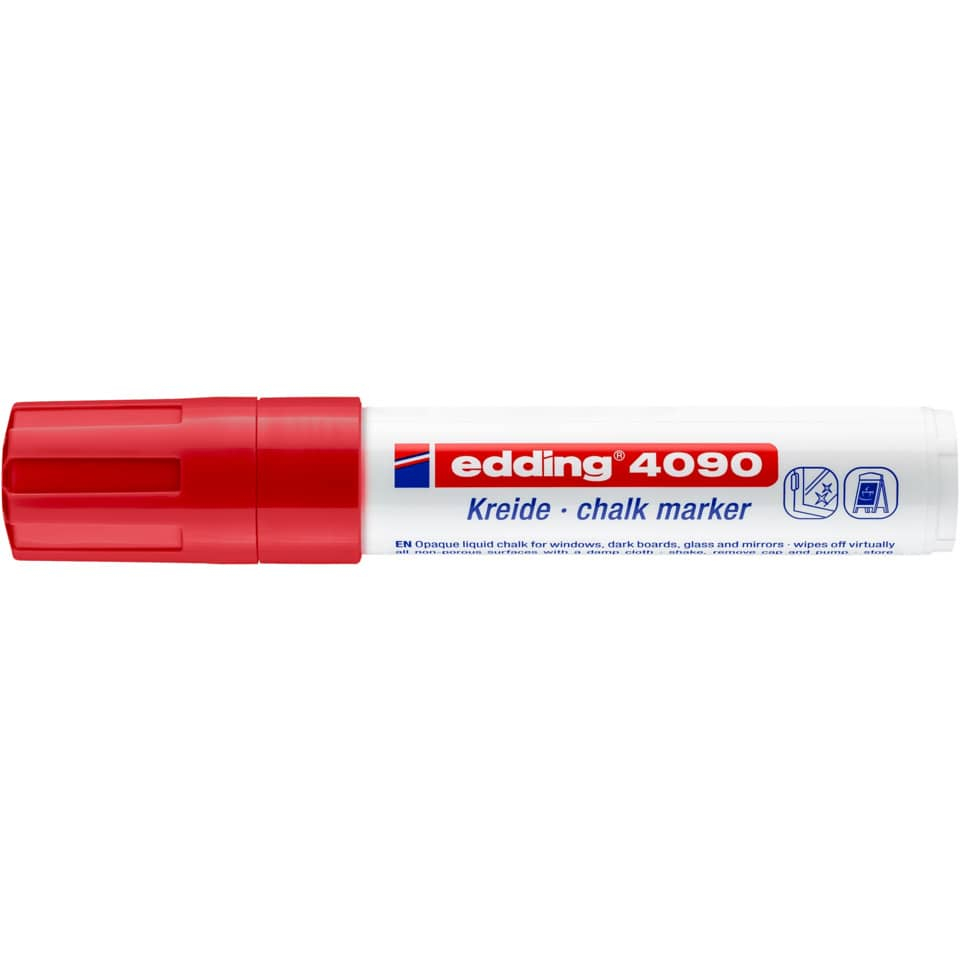 Pennarello a gesso liquido Edding 4090 punta scalpello 4-15 mm Rosso 4-4090002-0 - Loveoffice