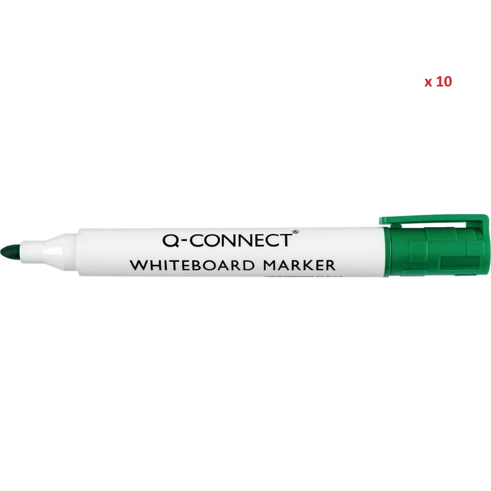 Pennarelli per lavagna Bianca Q-Connect punta tonda 2-3 mm Verde KF26009 (conf.10)-0 - Loveoffice