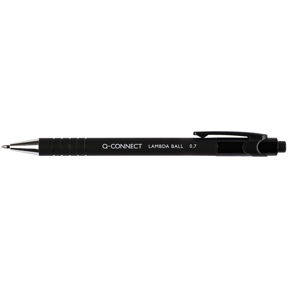 Penne a sfera a scatto Q-Connect Lamda 0,7 mm Nero KF00672 (conf.12)-0 - Loveoffice