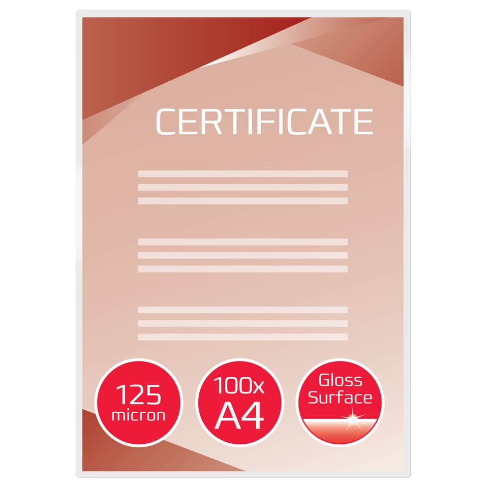 Pouches A4 per plastificatrici GBC - 21,6x30,3 cm 2X125 µm lucido (conf.100)-0 - Loveoffice